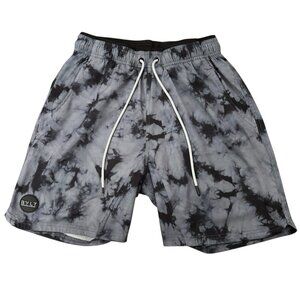 BYLT Active Shorts Mens Size M Lined Performance Stretch Drawstring Tie-Dye Gray